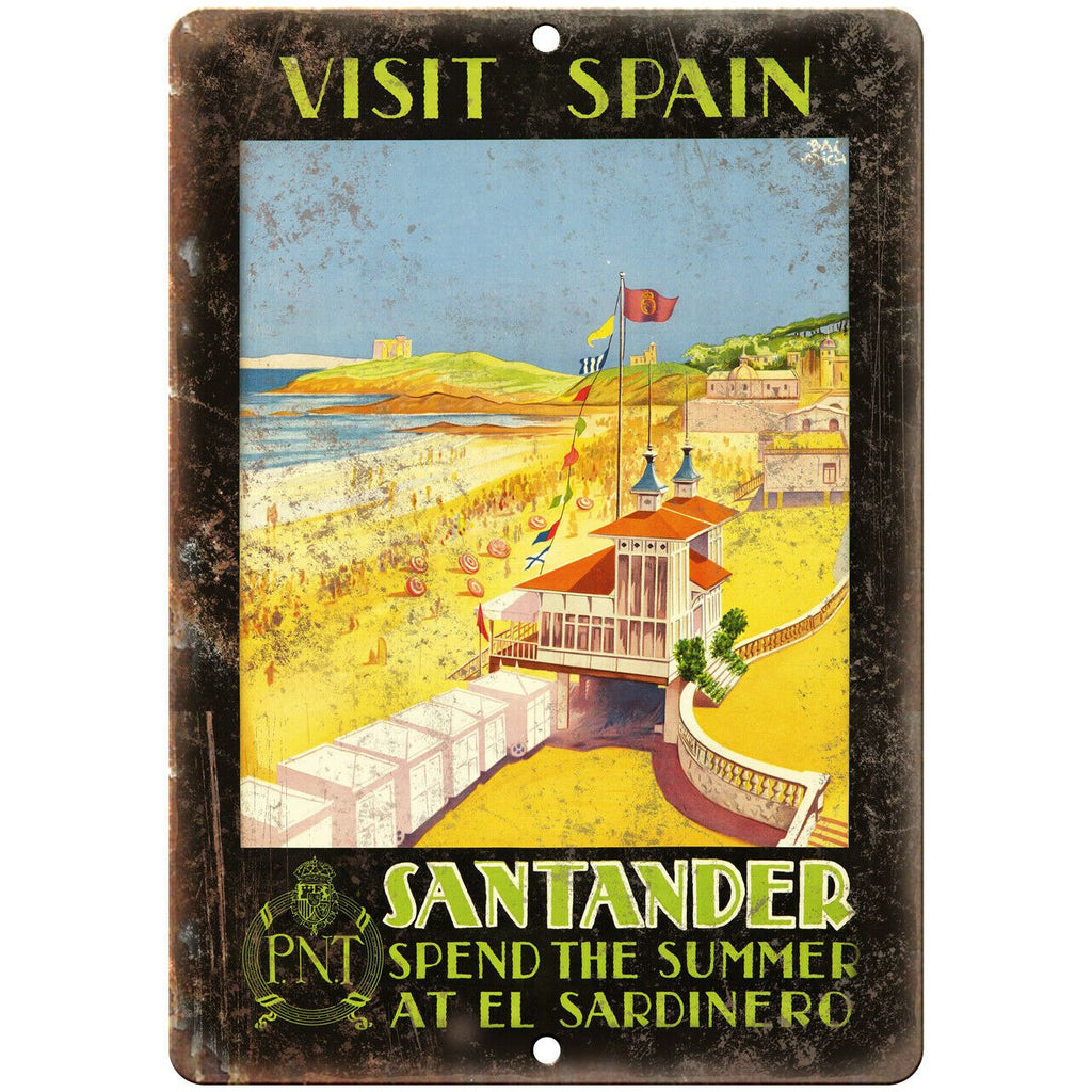 Spain Santander Travel Poster Art 9" x 12" Reproduction Metal Sign T38