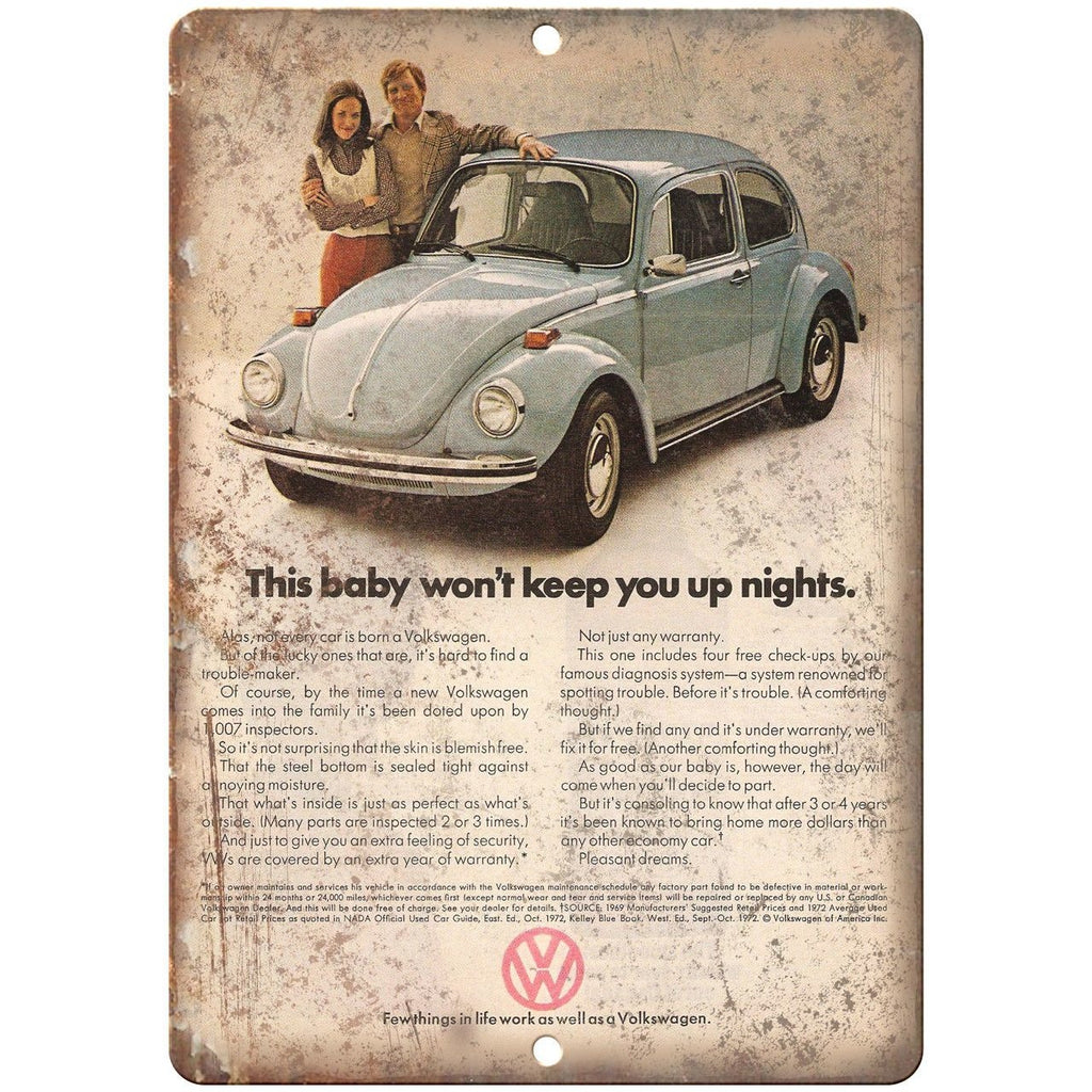 VW Volkswagen Bug Hippie Surfer California Ad 10"X7" Reproduction Metal Sign A67