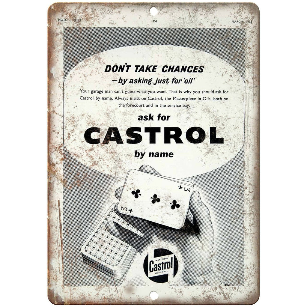 Castrol Motor Oil Vintage Ad 10" X 7" Reproduction Metal Sign A718