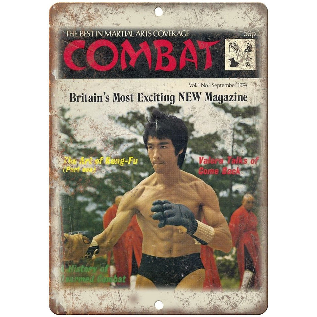 Bruce Lee Combat Martial Arts Magazine 1974 10" x 7" Reproduction Metal Sign X56