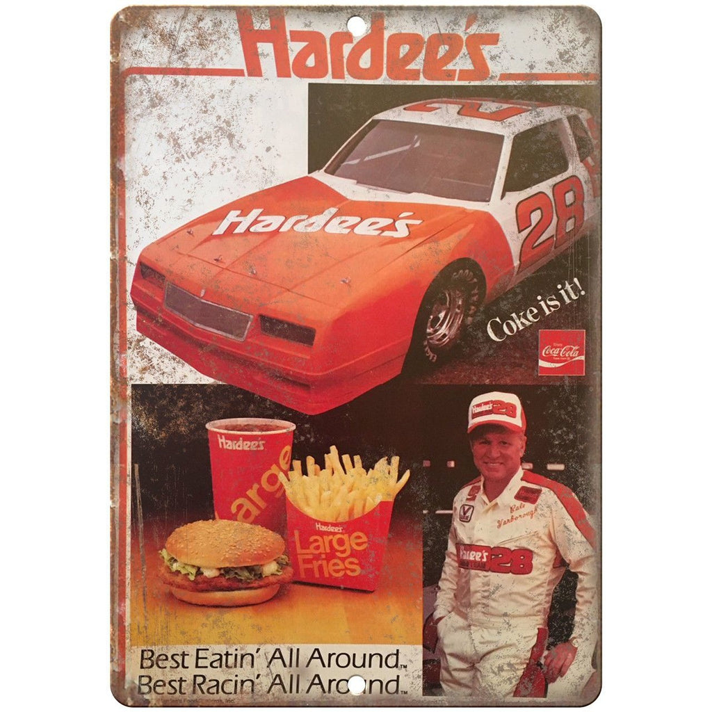 1983 Hardees, Coca Cola, Drag Races, NASCAR 10" x 7" Retro Metal Sign