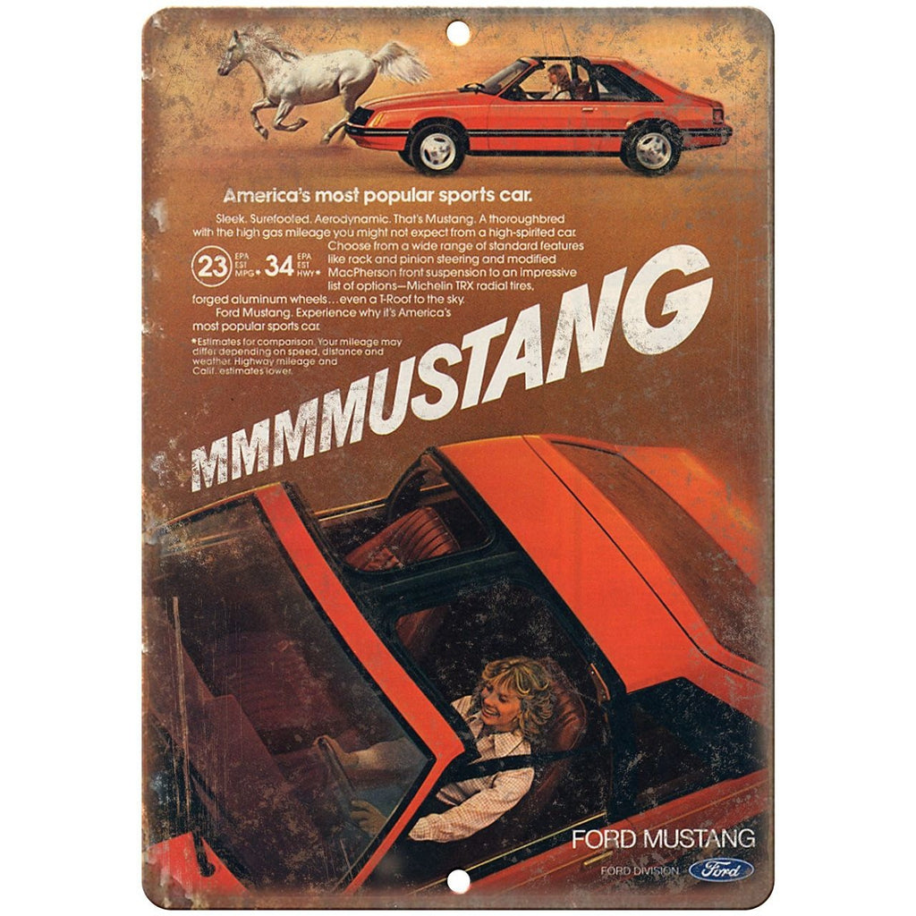 1981 - Ford Mustang T-Roof - 10" x 7" Retro Look Metal Sign