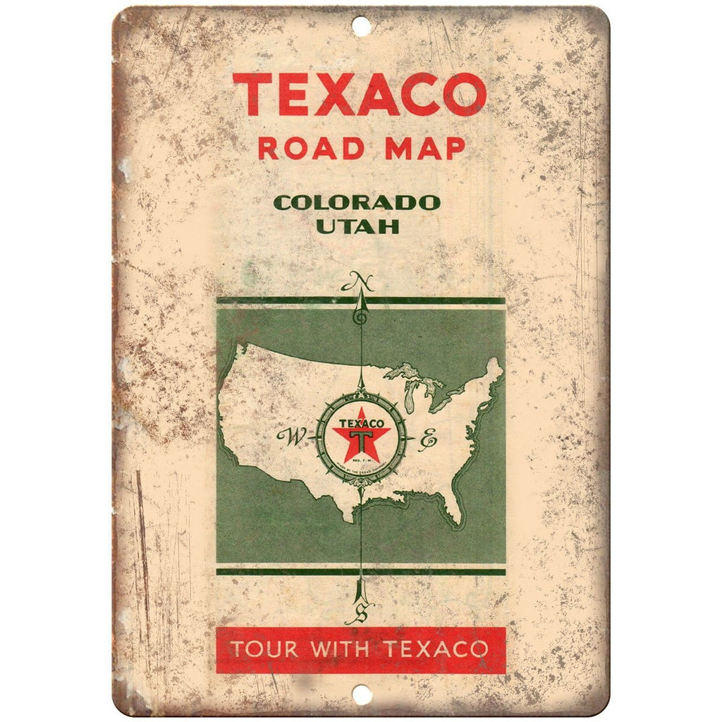 Texaco Road Map Colorado Utha Ad 10" x 7" Reproduction Metal Sign A129