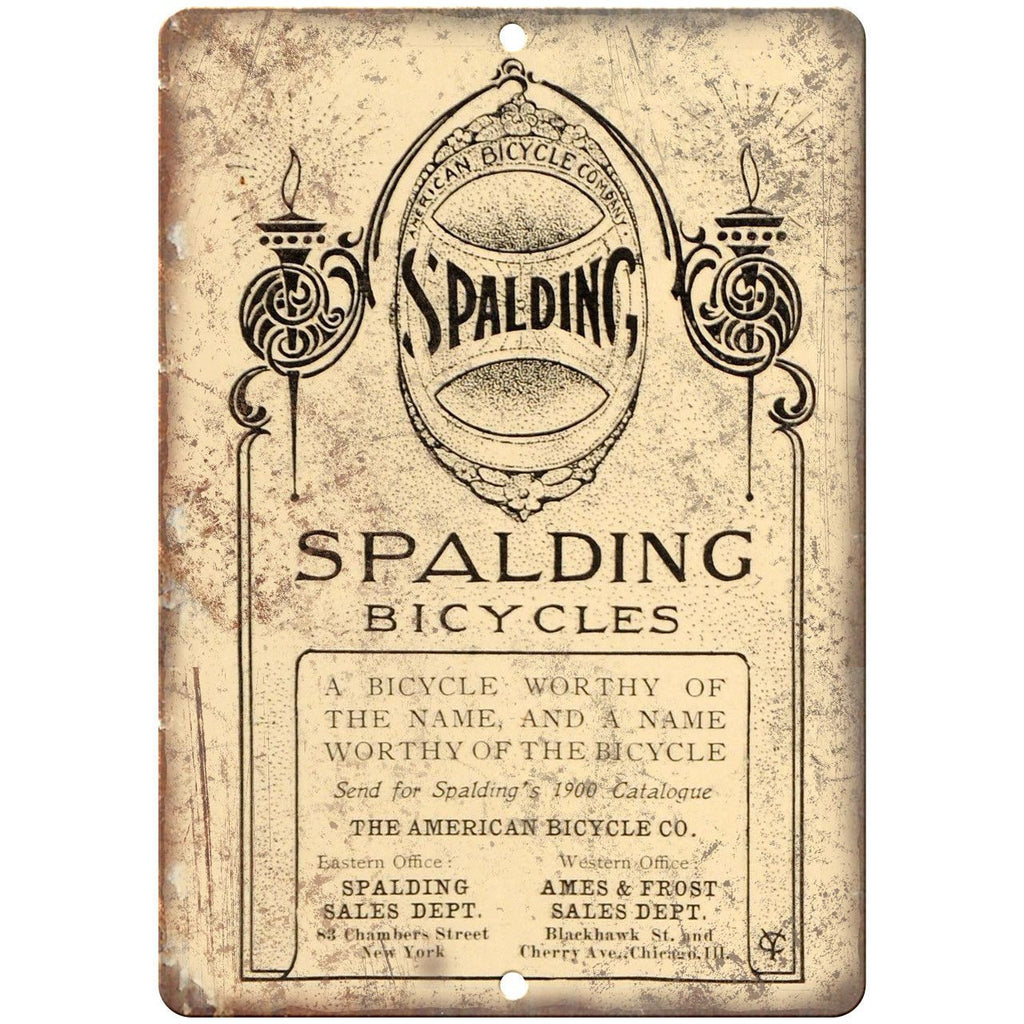 American Bicycle Company Spalding Vintage 10" x 7" Reproduction Metal Sign B388