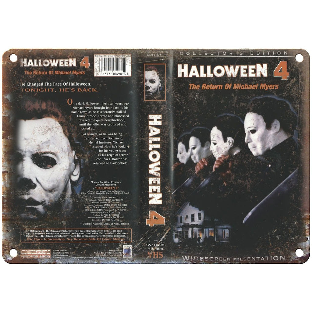 Halloween 4 Michael Myers Movie VHS Cover 10" x 7" Vintage Look Reproduction