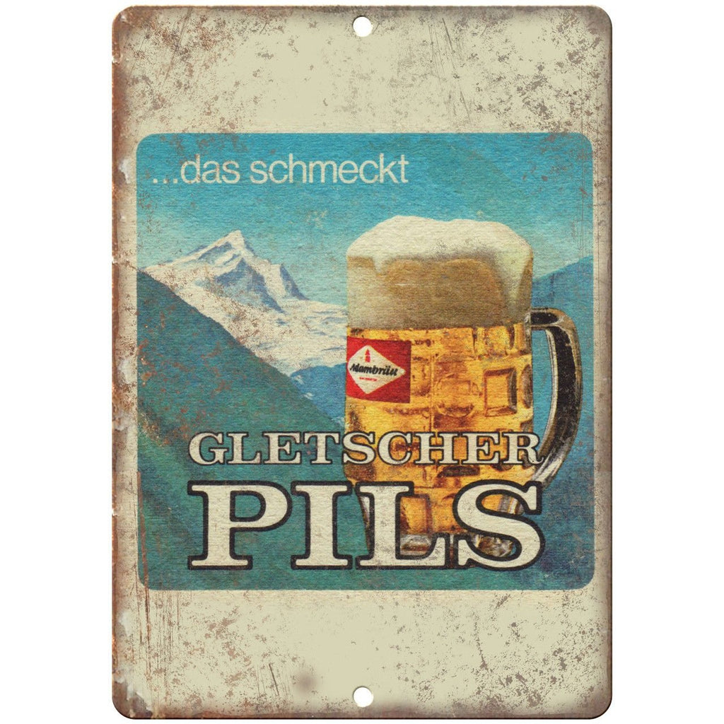 Pils Gletscher Vintage Beer Ad 10" x 7" Reproduction Metal Sign E248