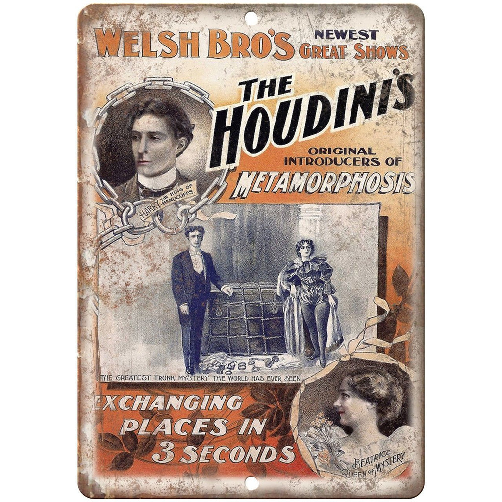 Welsh Bro's Houdini's Metamorphosis 10" X 7" Reproduction Metal Sign ZH174