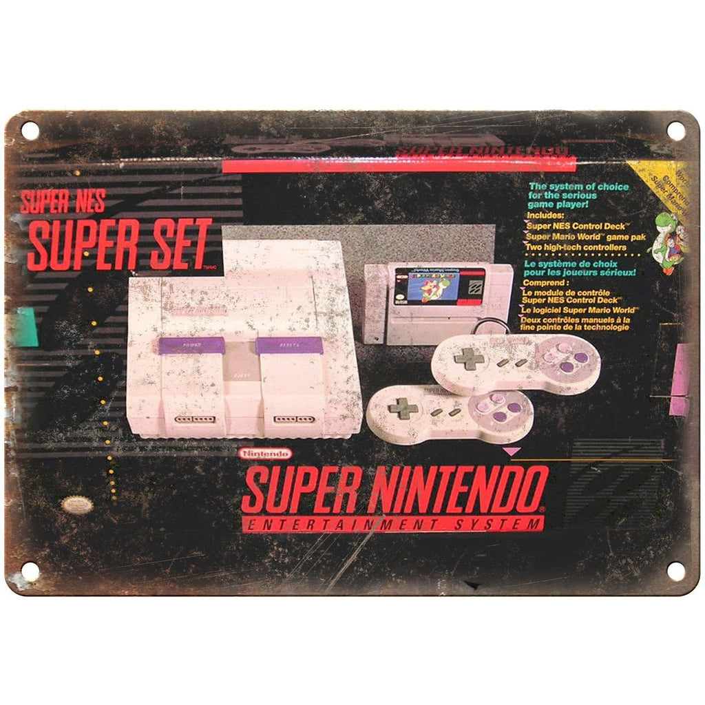 Super Nintendo Box Art Retro Gaming 10" x 7" Reproduction Metal Sign