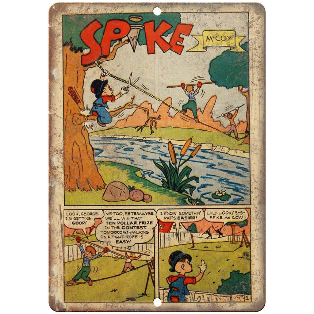 Spike McCoy Comic Strip Vintage Ad 10" x 7" Reproduction Metal Sign J554