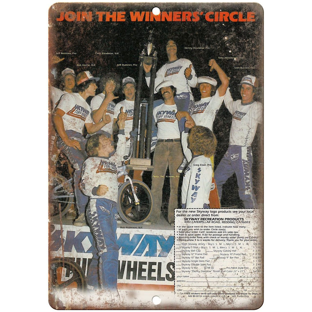 1981 Skyway Wheels BMX Racing Freestyle 10" x 7" retro metal sign B129