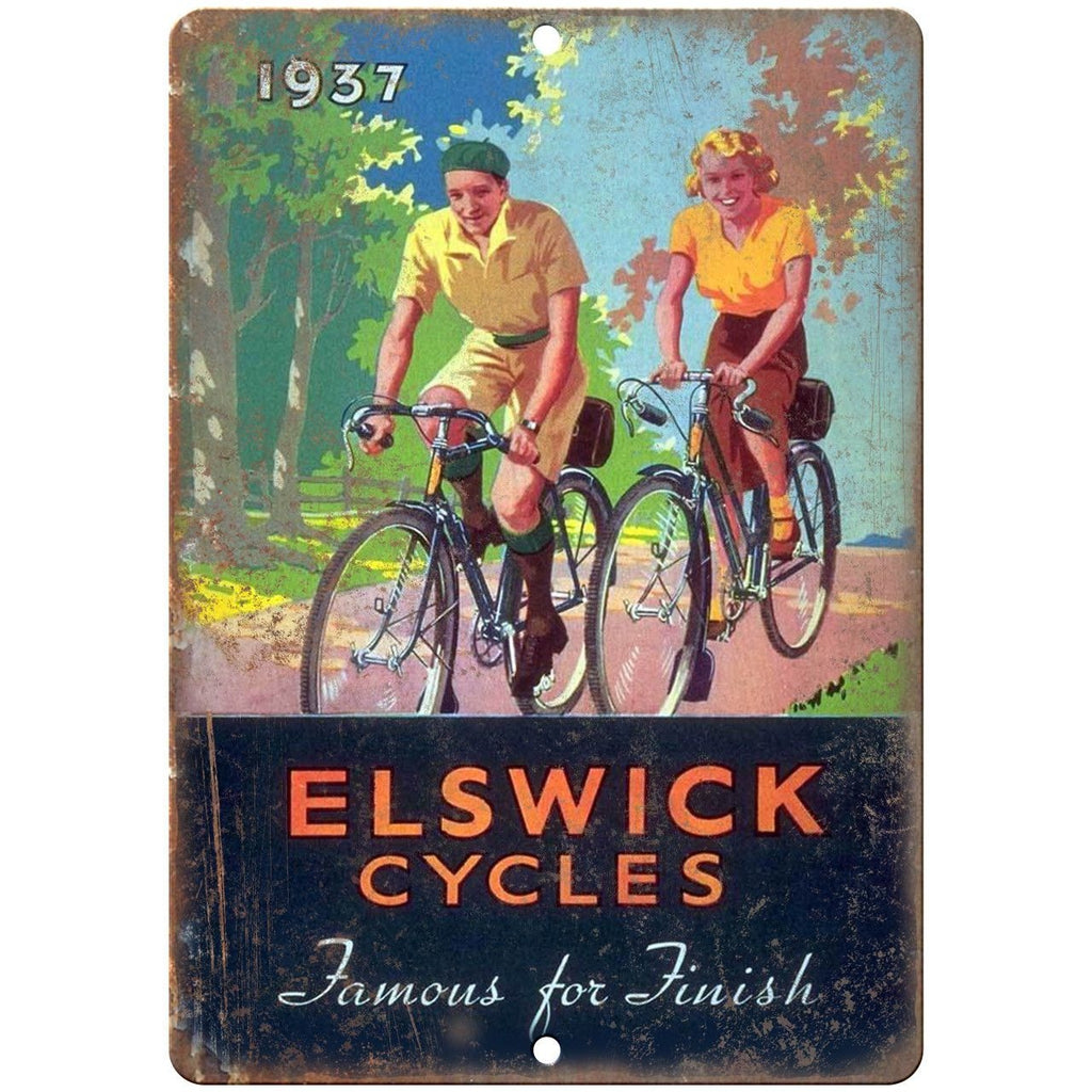 1937 Elswick Cycles Bicycle Ad 10" x 7" Reproduction Metal Sign B255