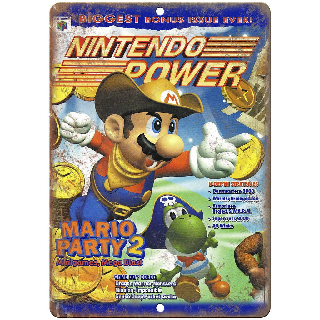 Nintendo Power Mario Party 2 Cover 10" x 7" Reproduction Metal Sign G282
