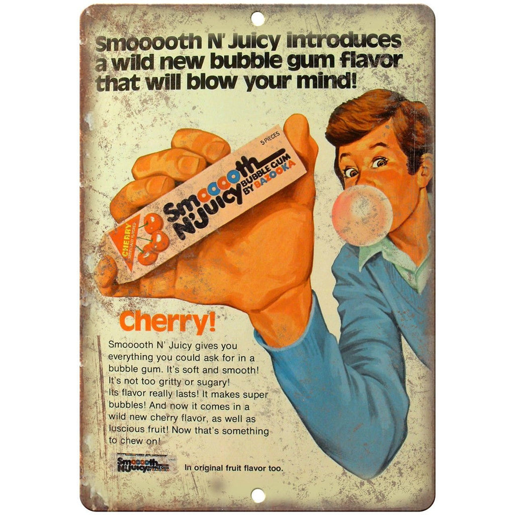 Smooooth N' Juicy Gum Bazooka Vintage Ad 10" X 7" Reproduction Metal Sign N87