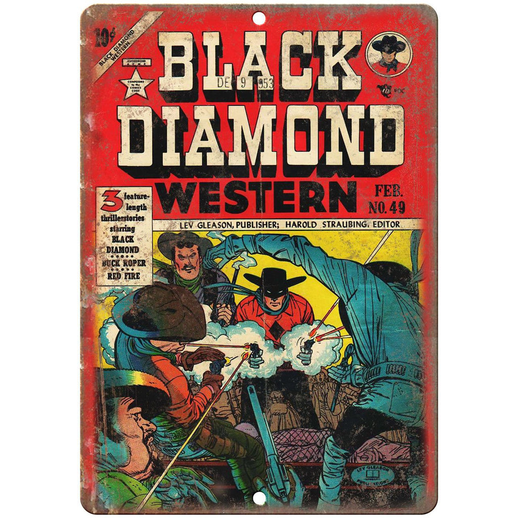Black Diamond Western No 49 Comic Book Art 10" x 7" Reproduction Metal Sign J585