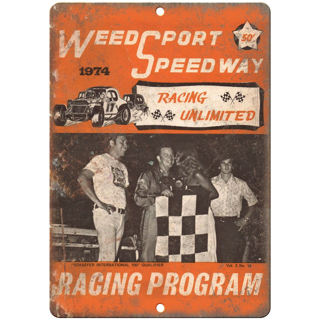 1974 Weed Sport Speedway Program 10" X 7" Reproduction Metal Sign A582