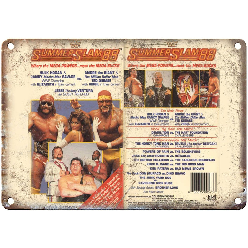Summer Slam 1988 WWF Hulk Hogan Randy Savage 10" x 7" Reproduction Metal Sign