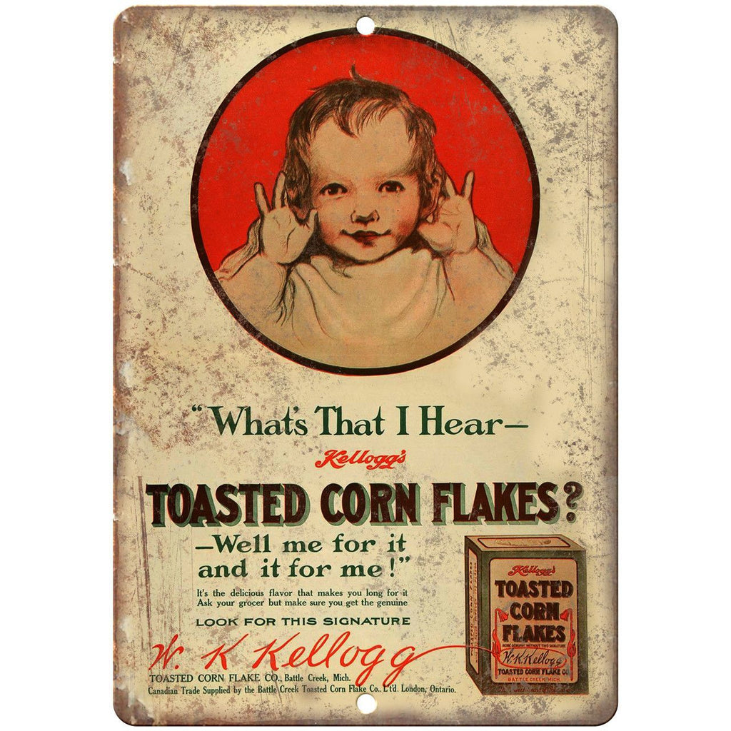 Kellogg's Toasted Corn Flakes Vintage Ad 9" x 12" Reproduction Metal Sign N285