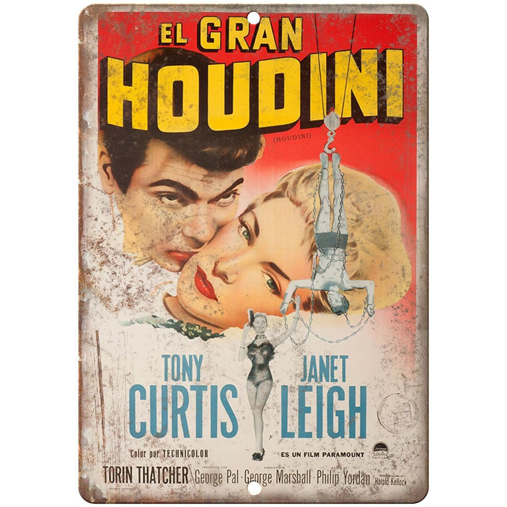 El Gran Houdini Tony Curtis 10" X 7" Reproduction Metal Sign ZH155