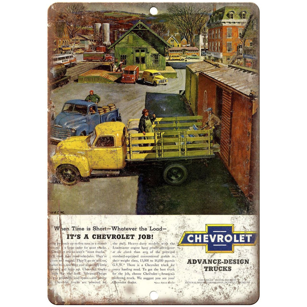 Chevrolet Advance Design Trucks Ad - 10" x 7" Retro Look Metal Sign