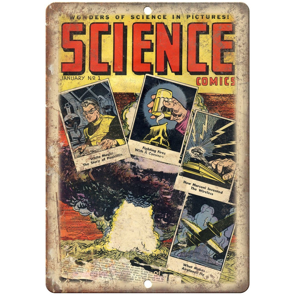 Wonders of Science Comics Vintage Cover 10" X 7" Reproduction Metal Sign J460