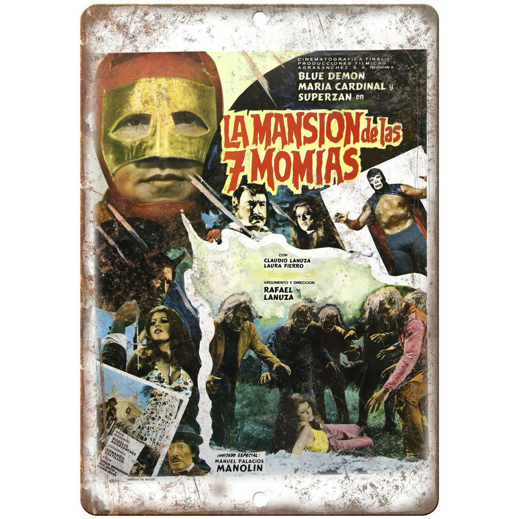 La Mansion de Las 7 Momias Mexican Movie 9" x 12" Reproduction Metal Sign I159