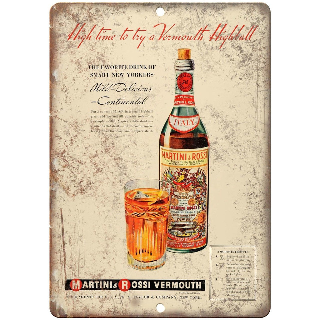 Martini & Rossi Vermouth Liquor Vintage Ad Reproduction Metal Sign E81