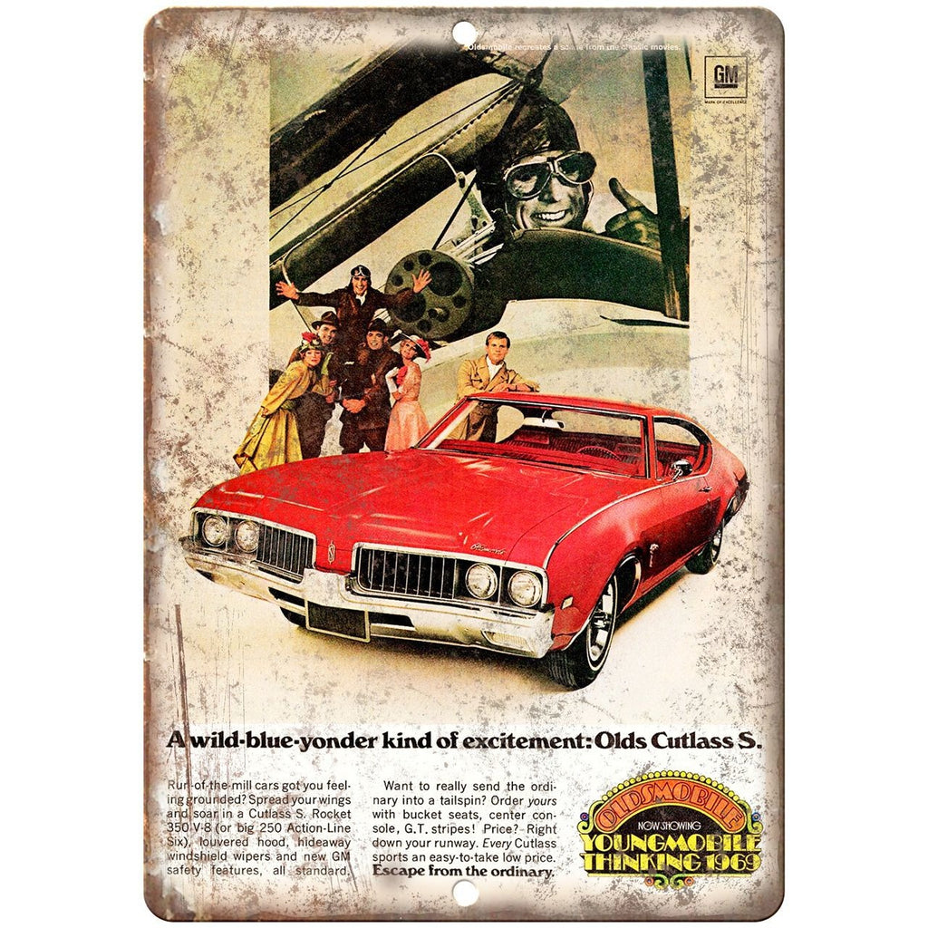 1969 - Oldsmobile Cutlass Supreme - 10" x 7" Wall Art Metal Sign