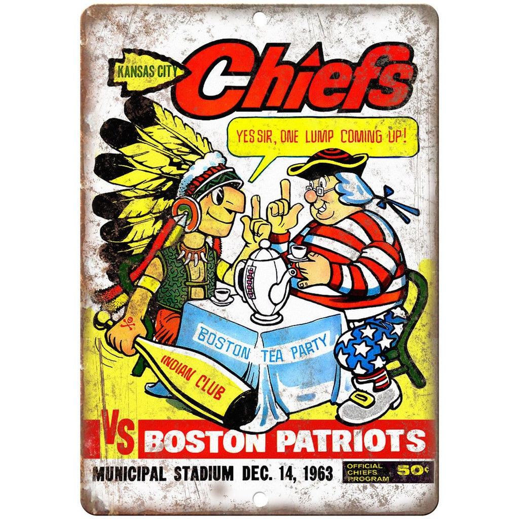Kansas City Chiefs Vs. Patriots 1963 10" x 7" Reproduction Metal Sign X49