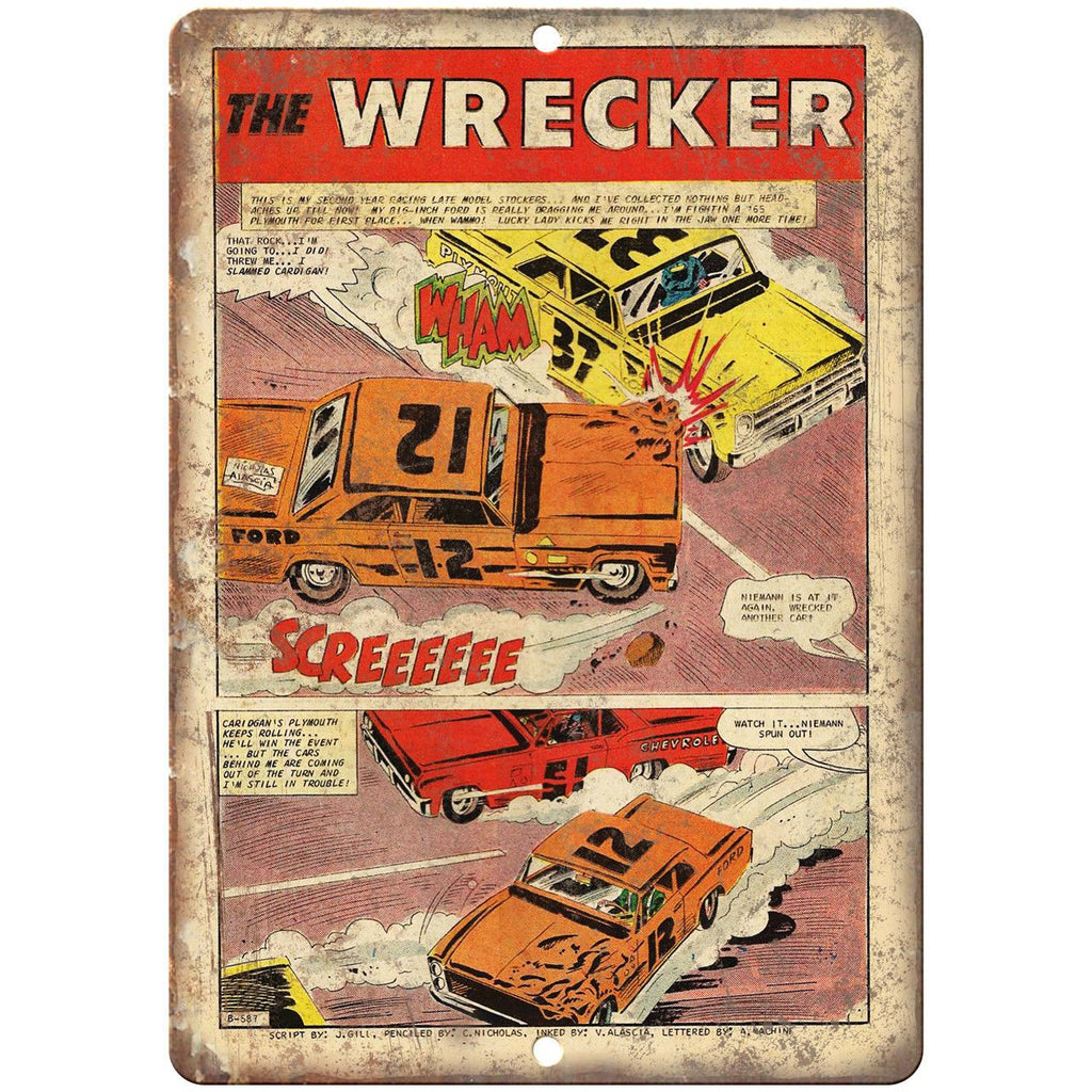 The Wrecker Comic Strip Vintage Art 10" x 7" Reproduction Metal Sign J657