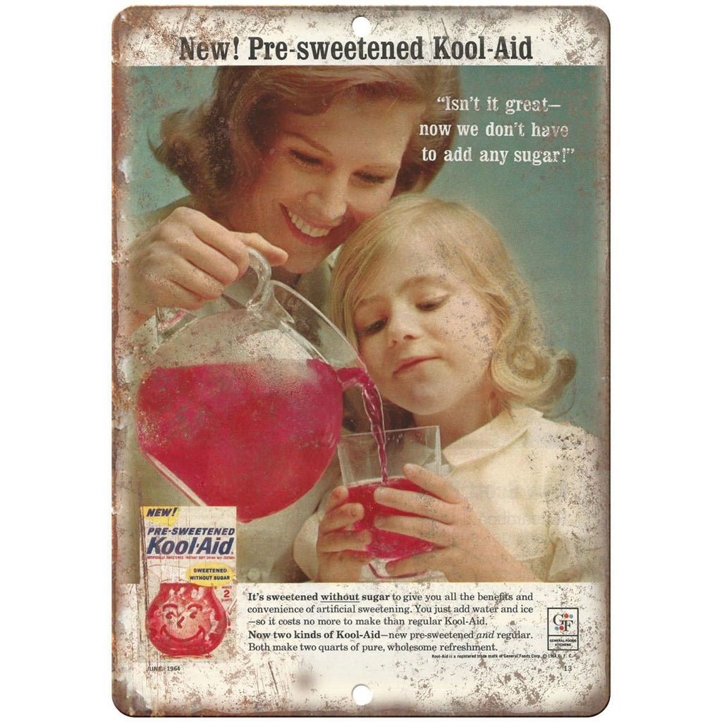 Kool-Aid Fruit Drink Vintage Ad 10" X 7" Reproduction Metal Sign N141