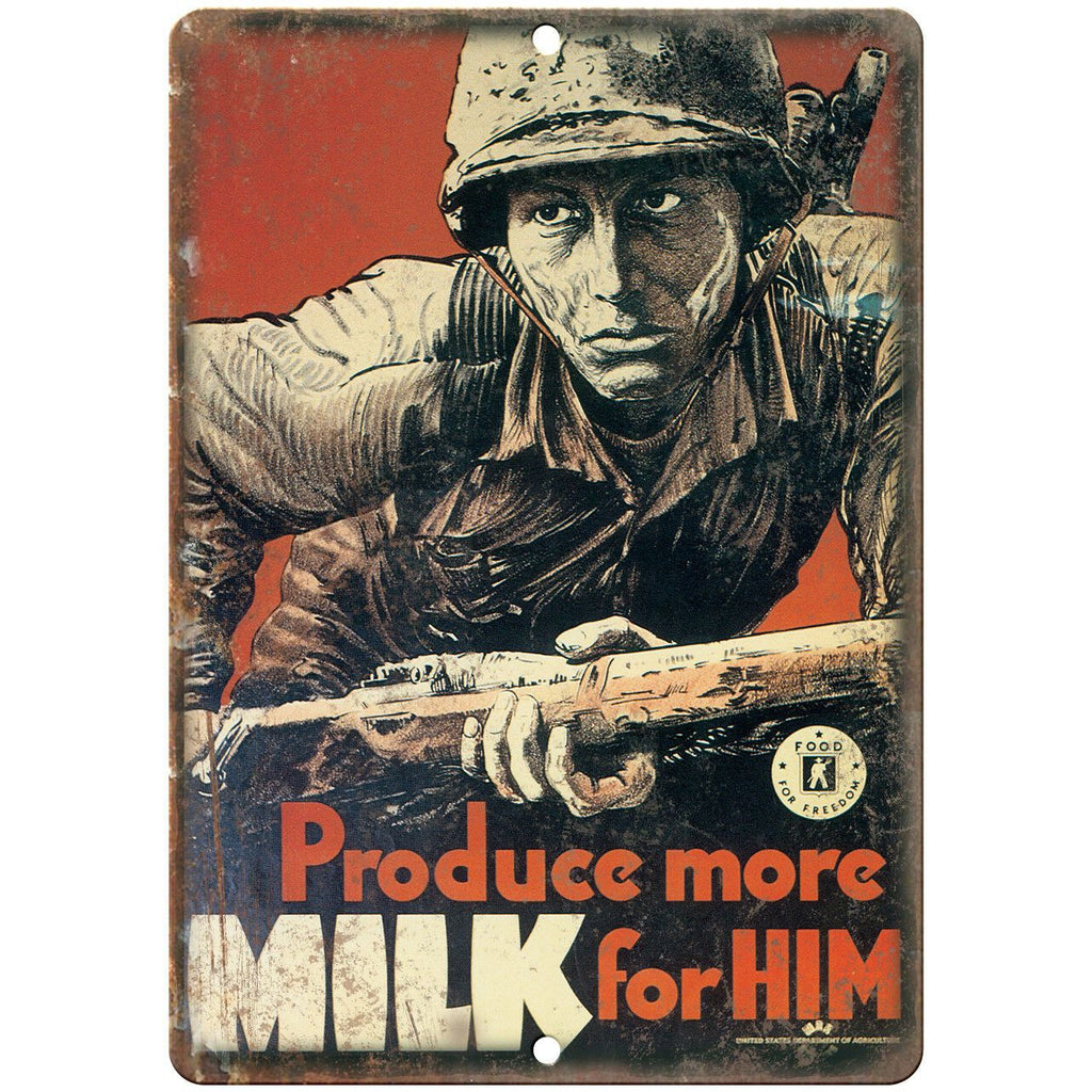 Product More Milk Vintage War Poster 10" x 7" Reproduction Metal Sign M104
