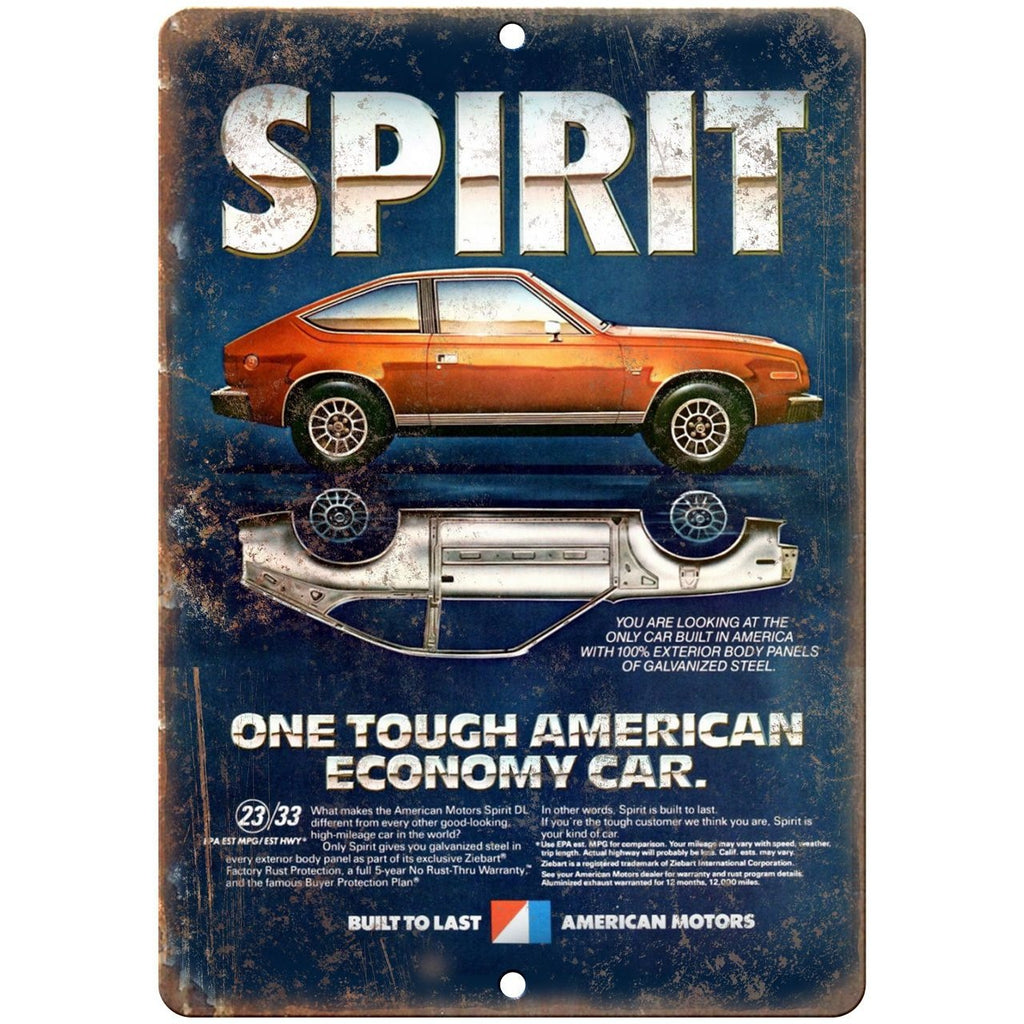 AMC Spirit American Motors Corporation 10" x 7" Reproduction Metal Sign