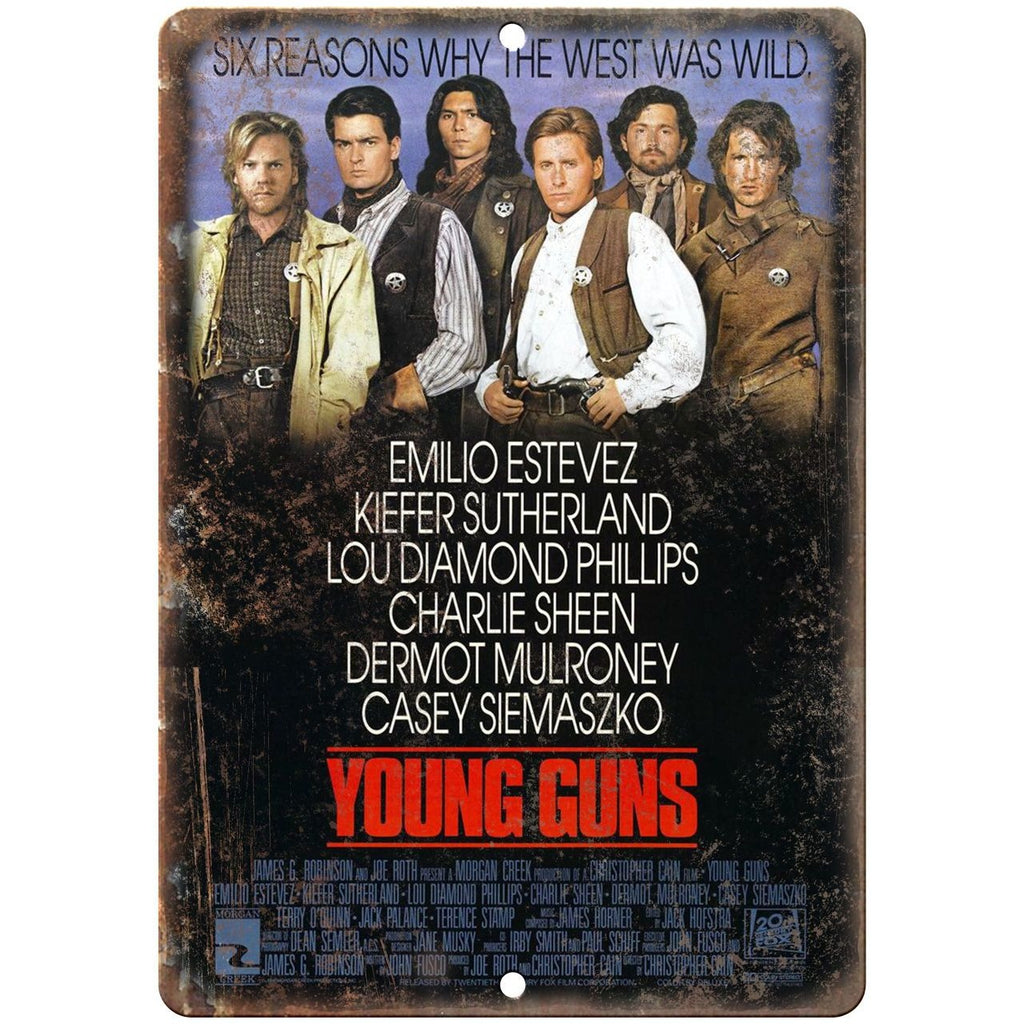 10" x 7" Metal Sign - Young Guns Movie Poster - Vintage Look Reproduction