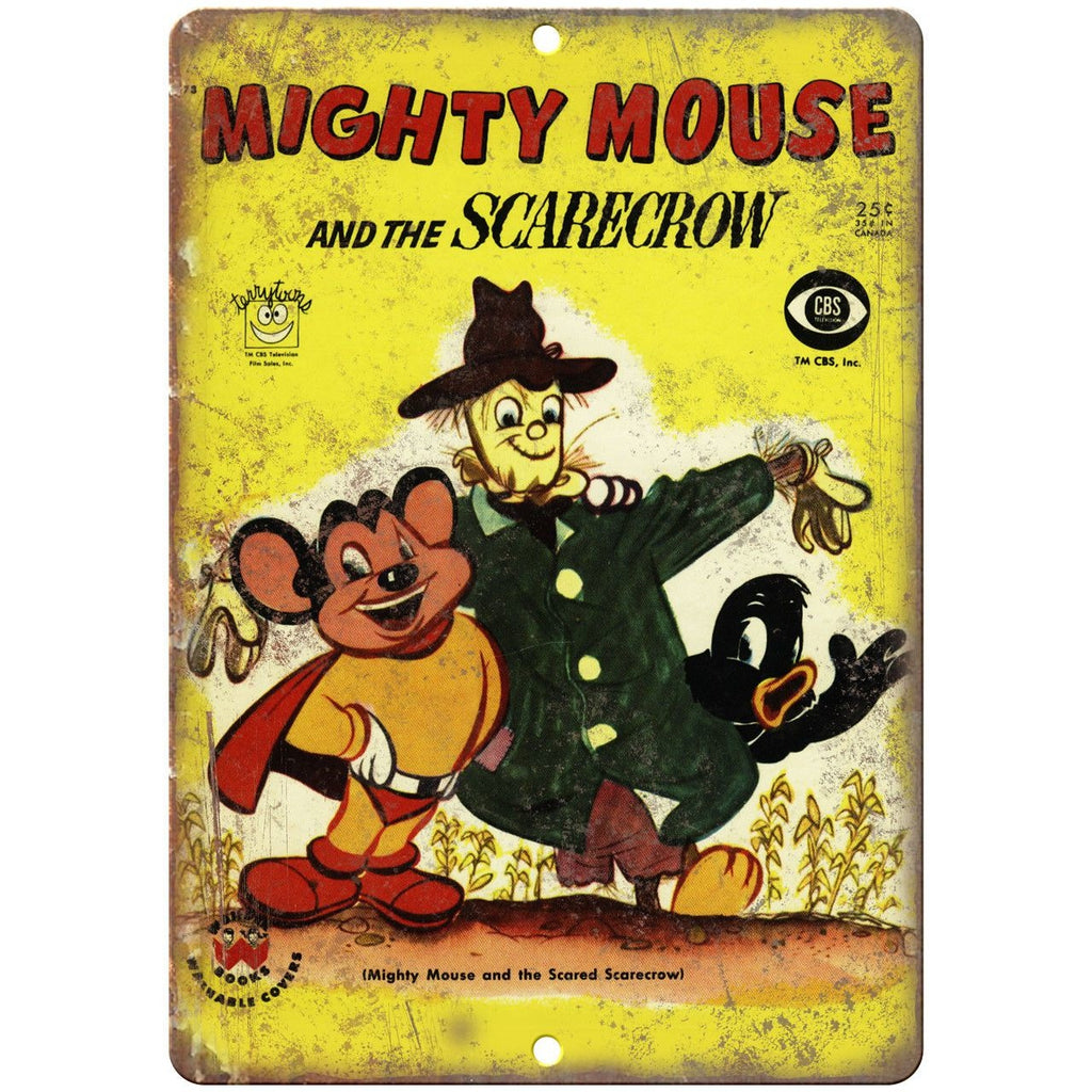Mighty Mouse and the Scarcrow Comic Art 10" X 7" Reproduction Metal Sign J435