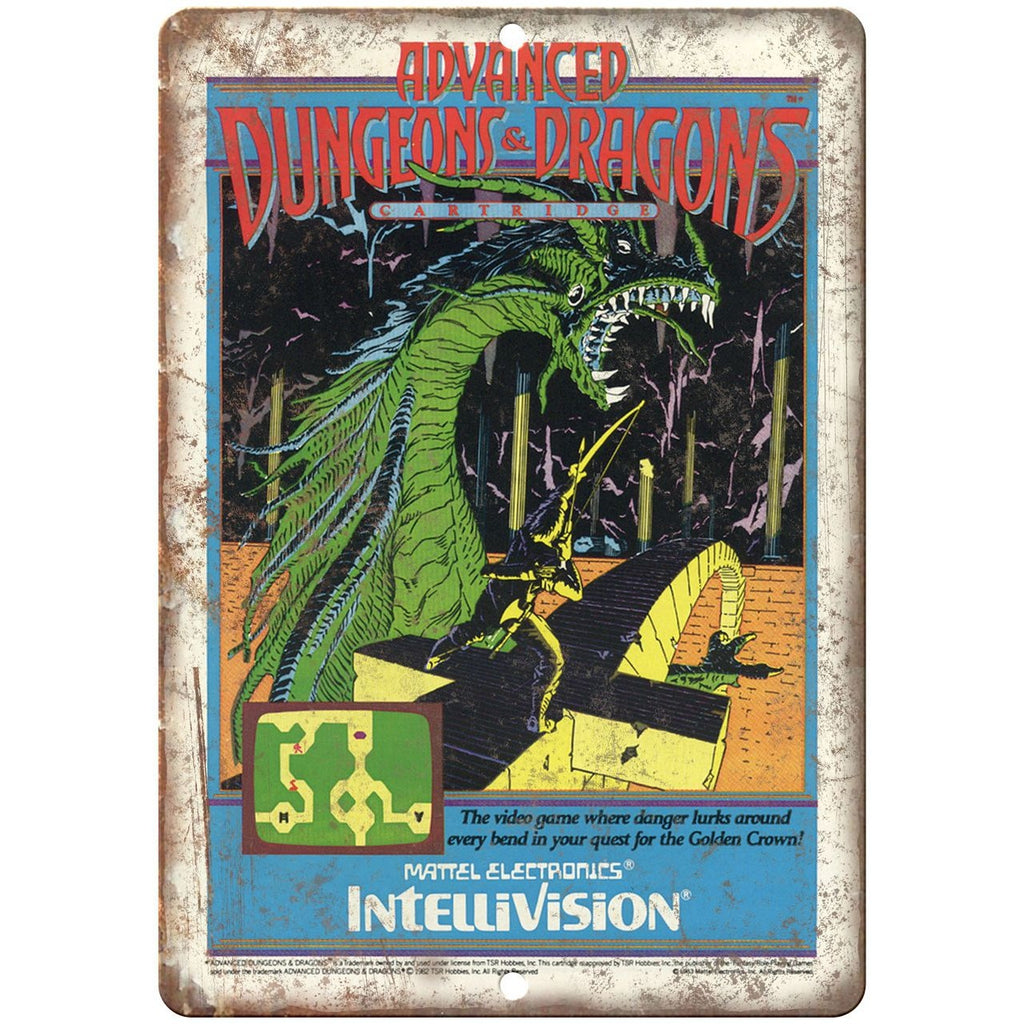 Advanced Dungeons & Dragons Intellivision 10" x 7" reproduction metal sign