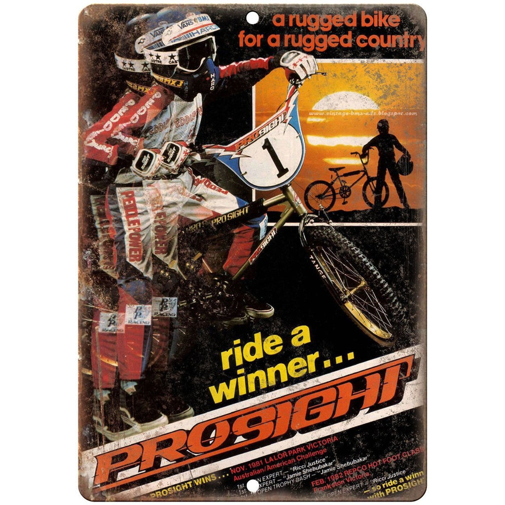 BMX Prosight Freestyle Racing Bicycle 10" x 7" reproduction metal sign B142