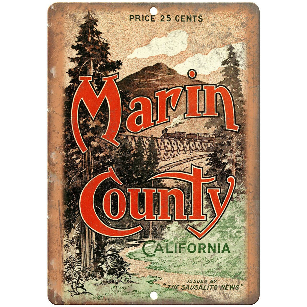 Marin County California Travel Poster 10" x 7" Reproduction Metal Sign T73