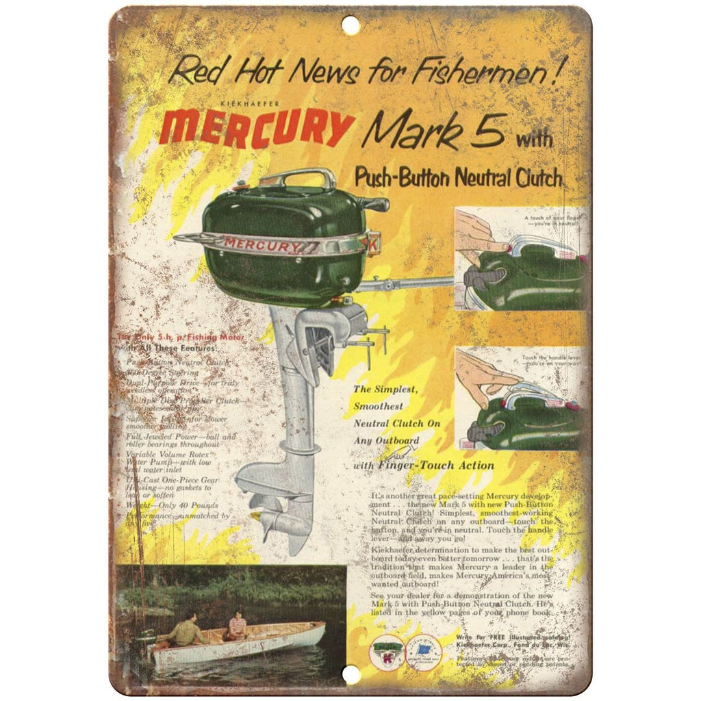 Mercury Mark 5 Outboards 10" x 7" reproduction metal sign