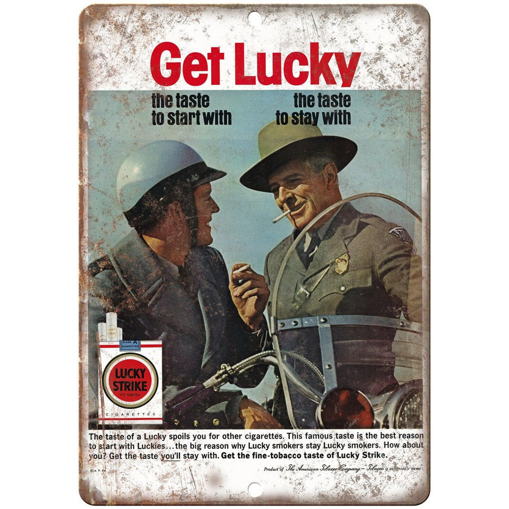Lucky Strike Tobacco Cigarette Police Officer 10"X7" Reproduction Metal Sign Y13