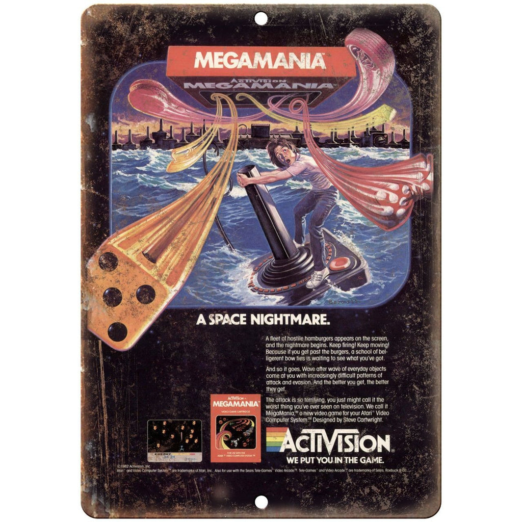 Atari Activision Megamania Gaming Ad 10" x 7" Reproduction Metal Sign