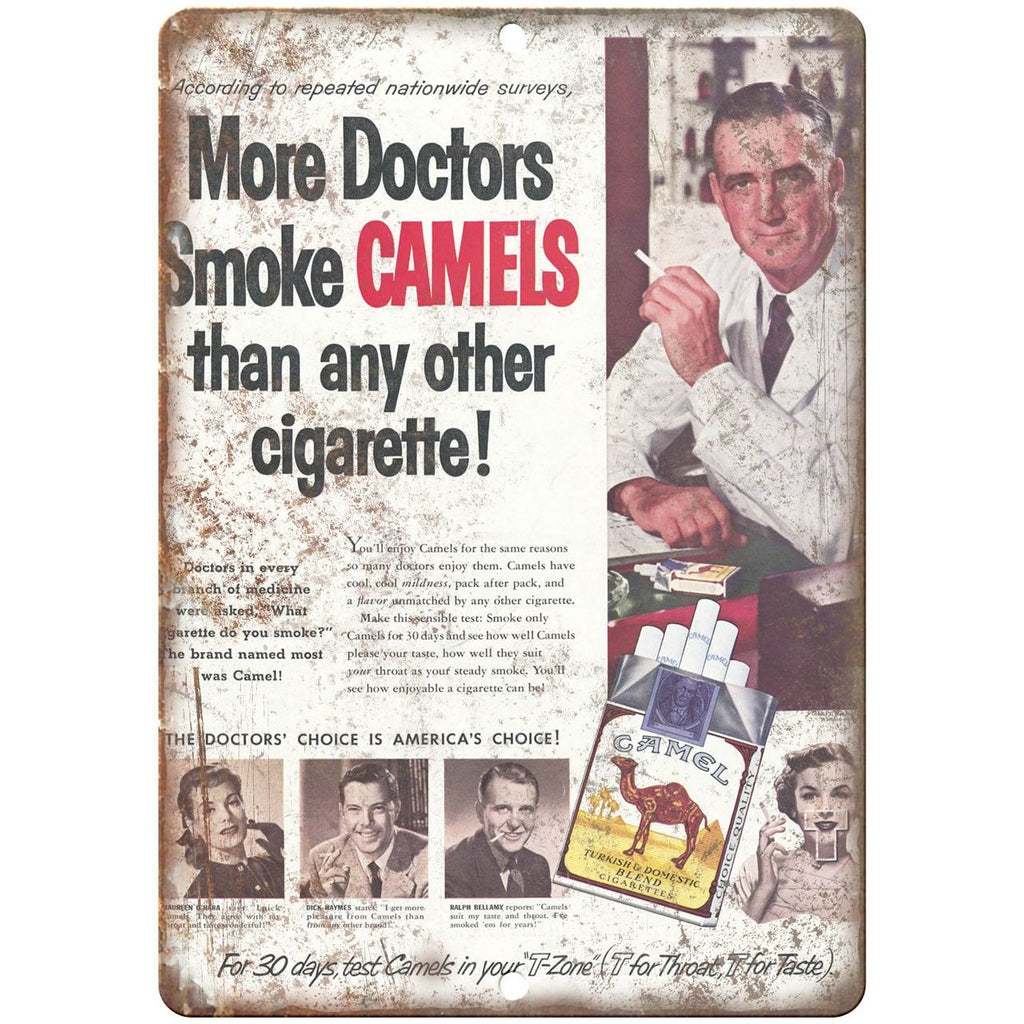 Camel Cigarette ad more doctors smoke camels 10" x 7" reproduction metal sign