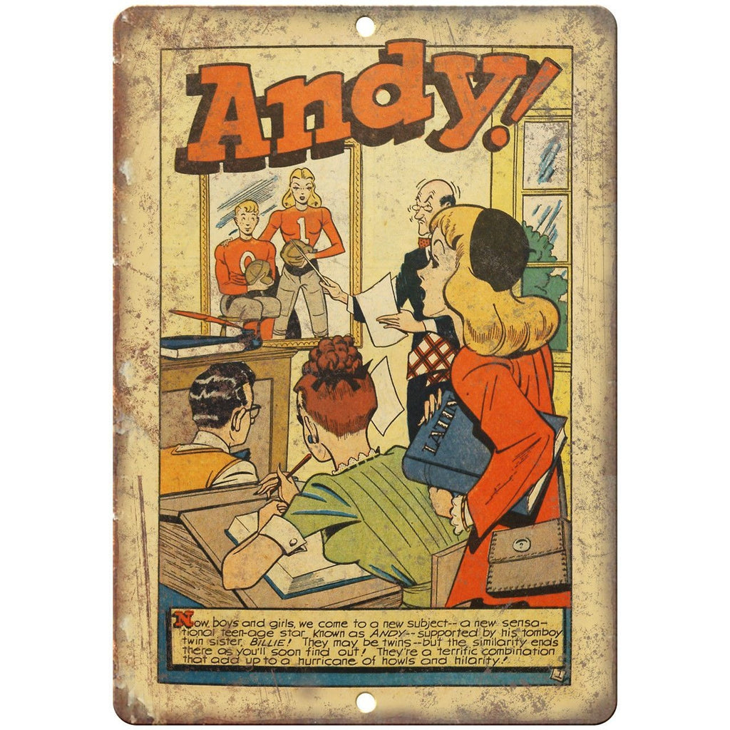 Andy Vintage Golden Age Comic Strip 10" X 7" Reproduction Metal Sign J478