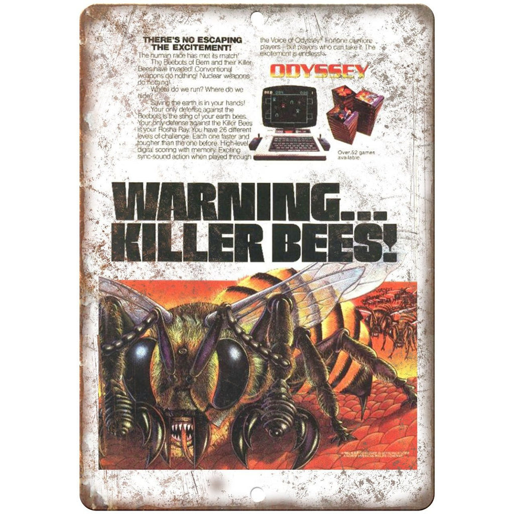 Odyssey Gaming System Killer Bees RARE Ad 10" x 7" Retro Look Metal Sign