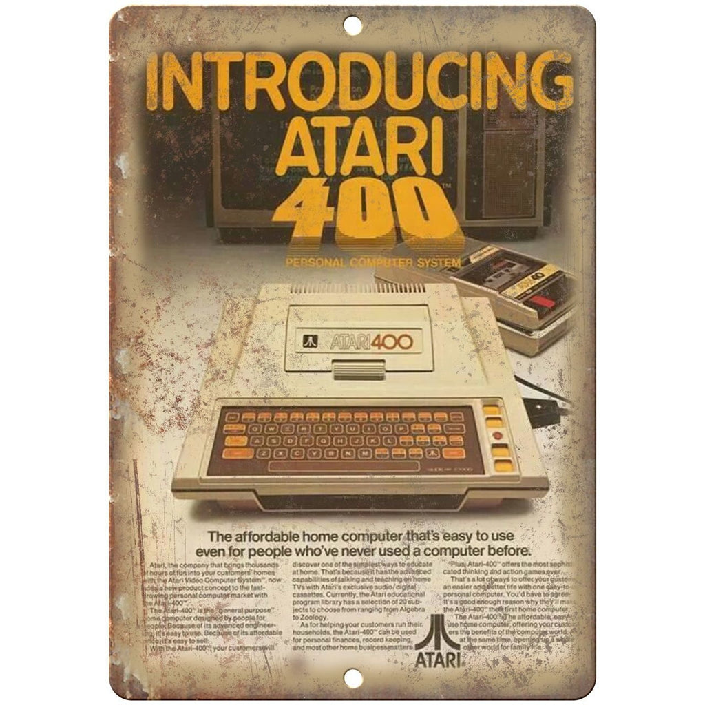 Atari 400 Vintage Ad, Gaming, Game Room, 10" x 7" Reproduction Metal Sign