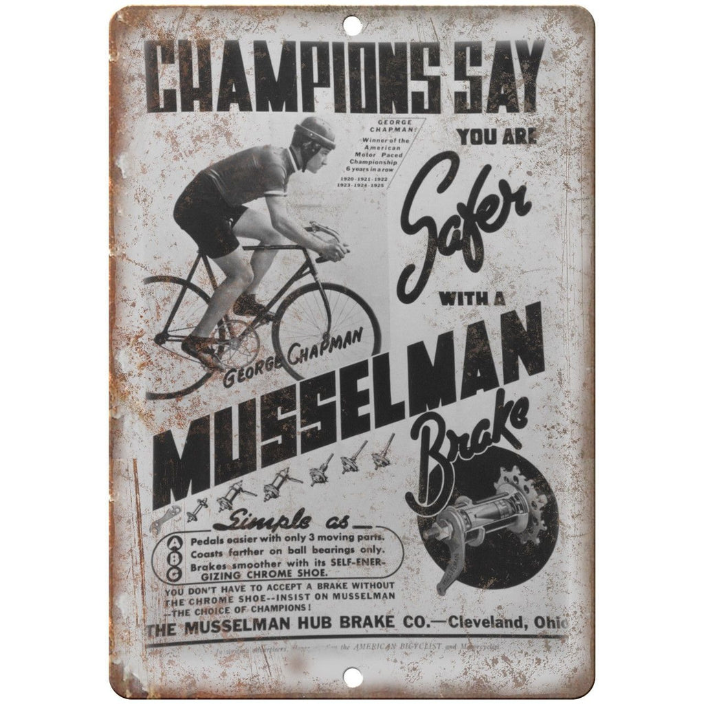 Musselman Brake Vintage 10 Speed Bike Ad 10" x 7" Reproduction Metal Sign B281