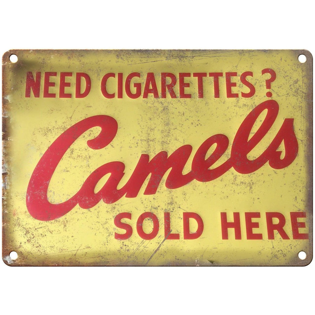 Porcelain Look Camel Cigarettes Sold Here 10" x 7" Reproduction Metal Sign