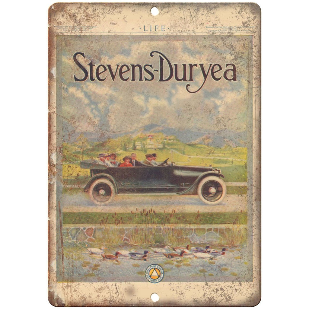 Early 1900's - Stevens-Duryea Car Ad Live Magazine - 10" x 7" Retro Metal Sign
