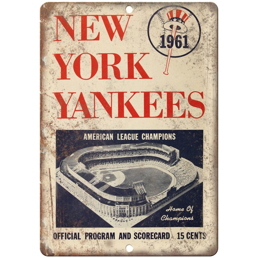 1961 New York Yankees Scorecard Program 10" x 7" Reproduction Metal Sign X09