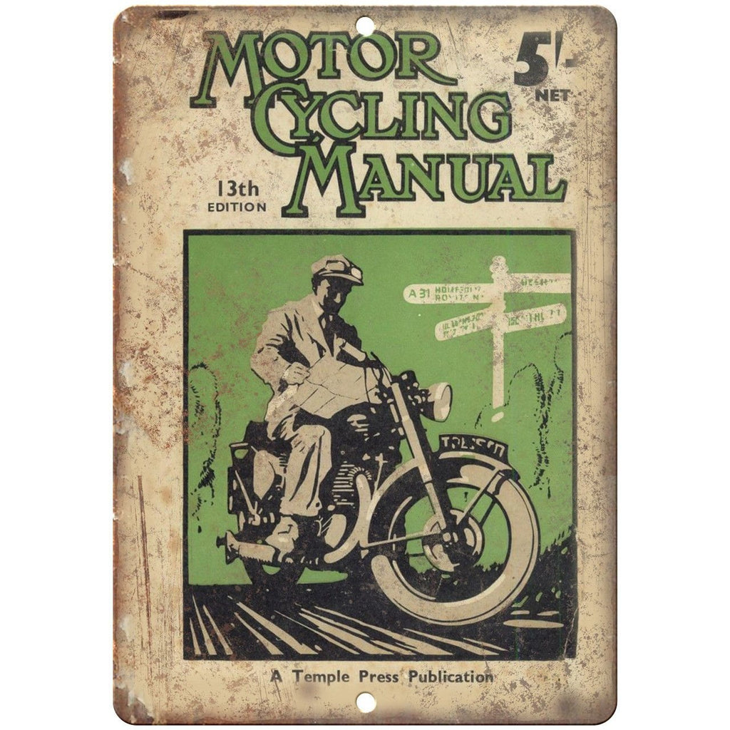 Motor Cycling Manual Temple Press Vintage Ad 10"x7" Reproduction Metal Sign F53
