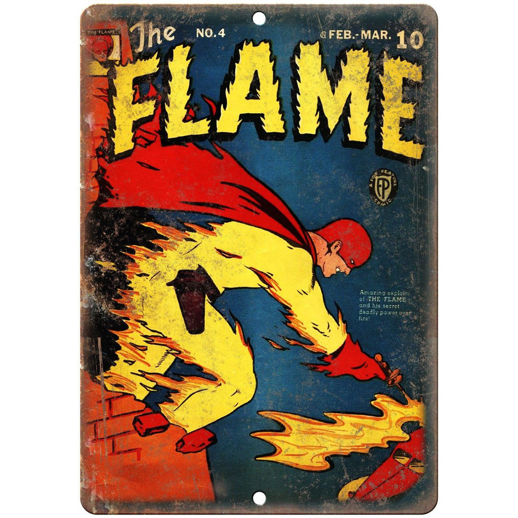 The Flame Comic No 4 Vintage Book Cover 10" x 7" Reproduction Metal Sign J734